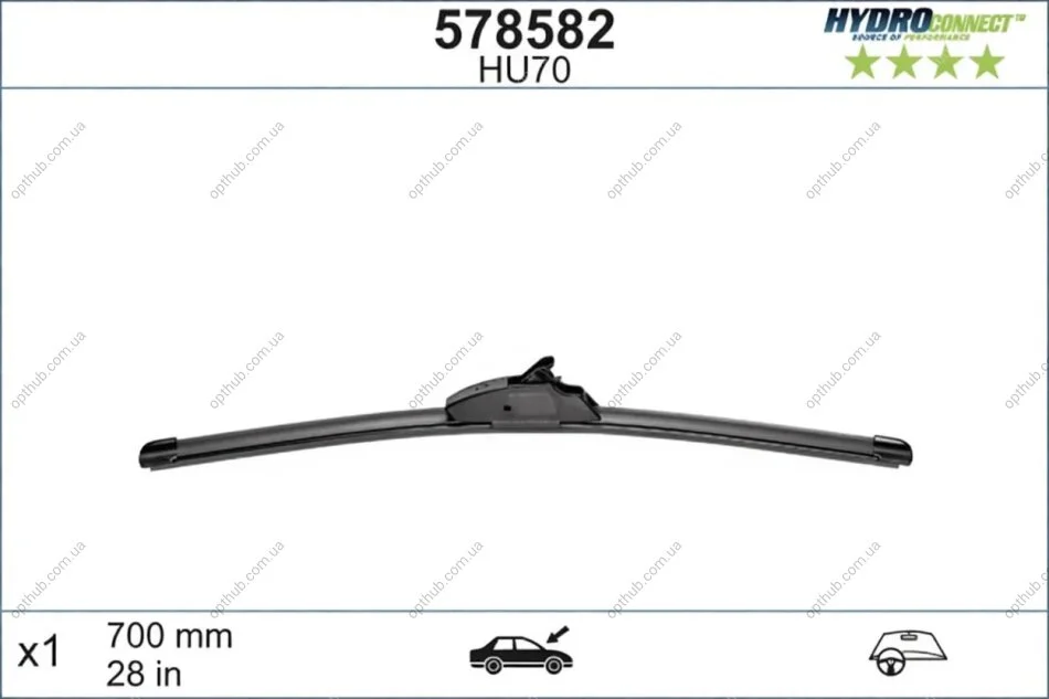 Щітка склоочисника БЕСКАРКАСНЫЙ HYDROCONNECT UPGRADE / 700 MM / HU70 -ua Valeo 578582 (фото 1)