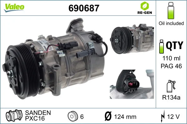 Компрессор кондиционера OPEL INSIGNIA 09- Valeo 690687 (фото 1)