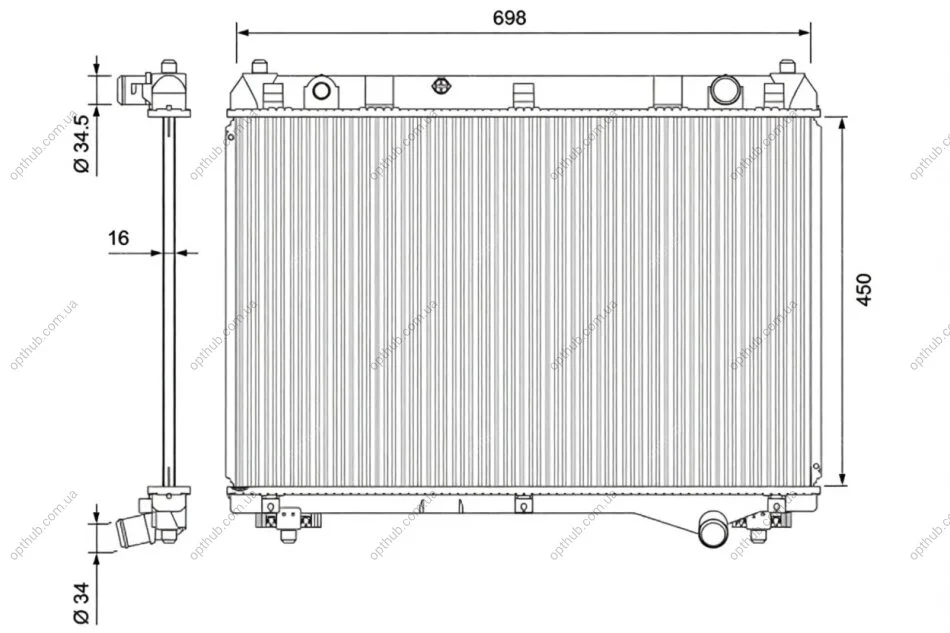 Радіатор охолоджування SUZUKI GRAND VITARA (05-) 1.9 TD/ M /AC+/-(03/05-) OE 17700-67J00 -ua Valeo 701722 (фото 1)