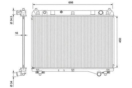 Радіатор охолоджування SUZUKI GRAND VITARA (05-) 1.9 TD/ M /AC+/-(03/05-) OE 17700-67J00 -ua Valeo 701722