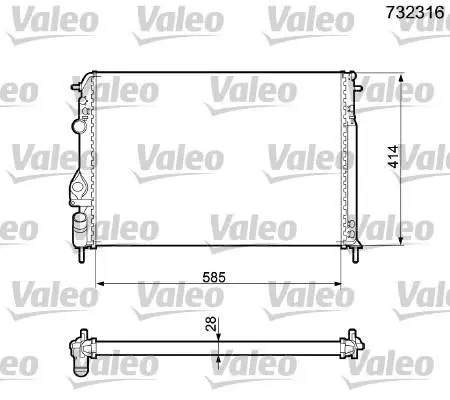 Радіатор двигуна RENAULT MEGANE I, MEGANE I CLASSIC, MEGANE I COACH, MEGANE SCÉNIC, SCENIC I 1.4-2.0 01.96-09.03 Valeo 732316 (фото 1)
