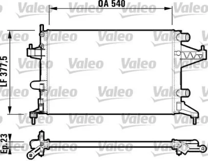 Радіатор двигуна OPEL COMBO, COMBO TOUR, CORSA C, TIGRA 1.0-1.8 09.00- Valeo 732825