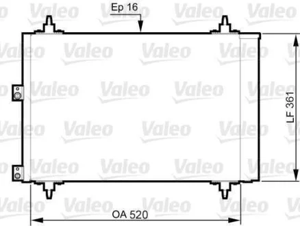 Радіатор кондиціонера CITROEN BERLINGO, XSARA PICASSO PEUGEOT PARTNER, PARTNER ORIGIN 1.6D 05.04- Valeo 814080