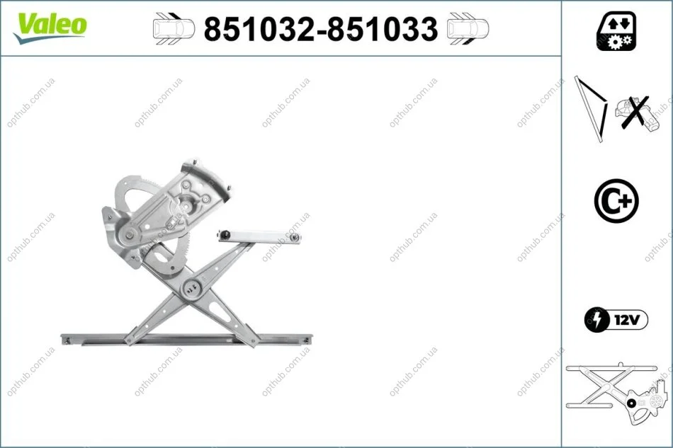 Склопідйомник FRONT LEFT / RENAULT MEGANE 2.0 PETROL/FUEL 6/2009->7/2012 -ua Valeo 851032 (фото 1)