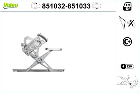 Склопідйомник FRONT LEFT / RENAULT MEGANE 2.0 PETROL/FUEL 6/2009->7/2012 -ua Valeo 851032