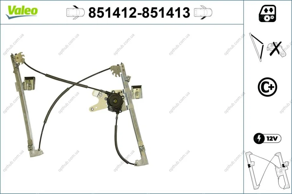Склопідйомник FRONT LEFT / VOLKSWAGEN GOLF 3 CABRIOLET (>5/1998) -ua Valeo 851412 (фото 1)