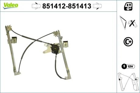 Склопідйомник FRONT LEFT / VOLKSWAGEN GOLF 3 CABRIOLET (>5/1998) -ua Valeo 851412