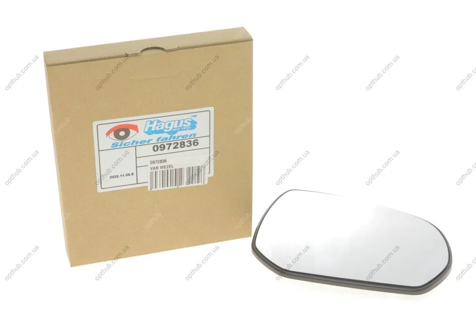 Скло дзеркала (з підігрівом) Citroen C3/C4 06- (R) VAN WEZEL (opt-om) Van Wezel 0972836 (фото 1)