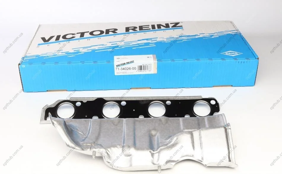Прокладка колектора двигуна металева КОЛЛ. EX FORD 2.0/2.2TDCI FMBA/HJBA/HJBB 00-07 С ТЕПЛОВ. ЭКРА -ua VICTOR REINZ 71-34026-00 (фото 1)