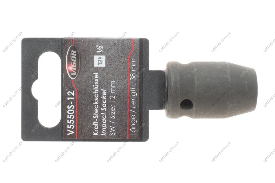 Головка ударна HEX (1/2"", 12mm) коротка (opt-om) VIGOR V5550S-12 (фото 1)