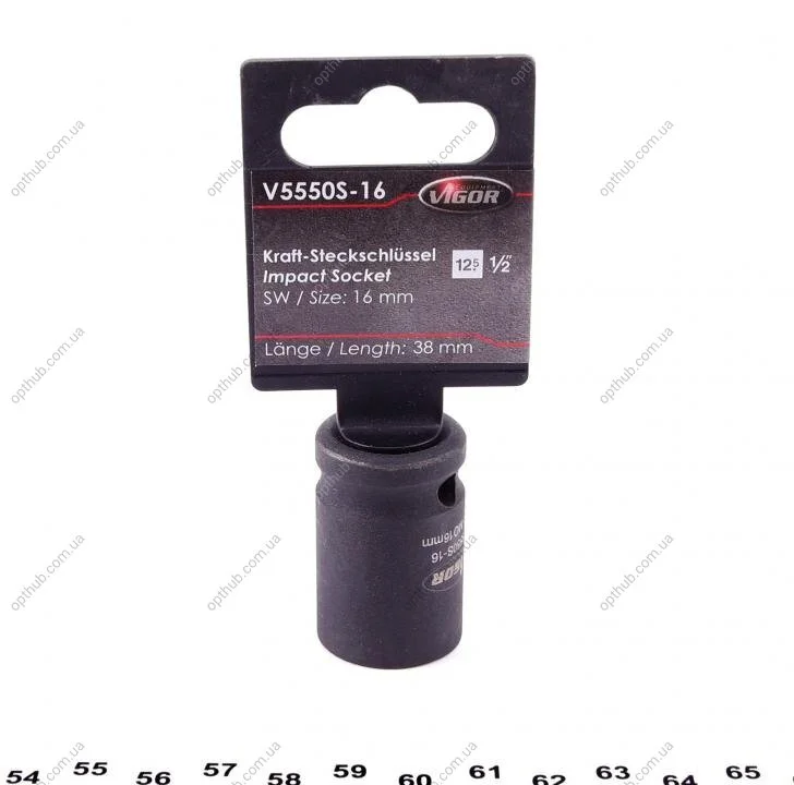 Головка ударна HEX (1/2"", 16 mm) коротка (opt-om) VIGOR V5550S-16 (фото 1)