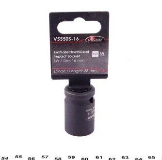 Головка ударна HEX (1/2"", 16 mm) коротка (opt-om) VIGOR V5550S-16