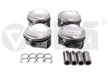 Комплект поршнів з кільцями та пальцями (4шт) Audi A3, A5,A7/Seat Leon 1.8 (13-) VIKA Vika 11071702101