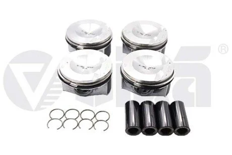 Комплект поршнів з кільцями та пальцями (4шт) Audi A3, TT/VW Golf VII/Skoda Octavia 2.0 (13-) VIKA Vika 11071702501