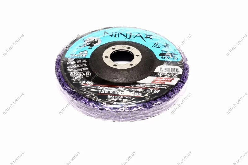 Коло зачистне неткане жорстке NINJA Т27, 125х22х13 мм, Р46 (5/100 шт. Уп), шт(VIROK) Vorel 65V700 (фото 1)