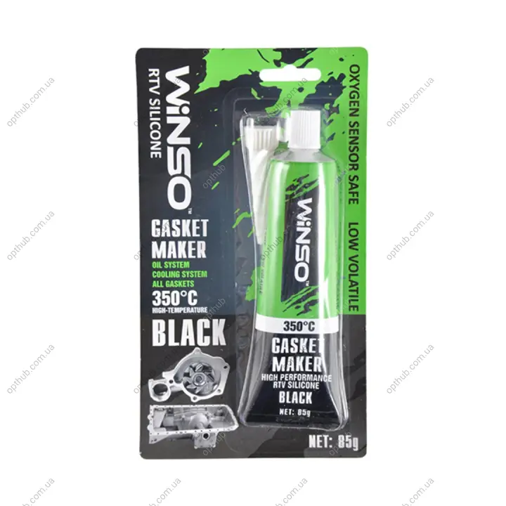 GASKET MAKER BLACK 85g +350⁰С Cиліконовий герметик прокладок професійний чорний WINSO Winso 310300 (фото 1)