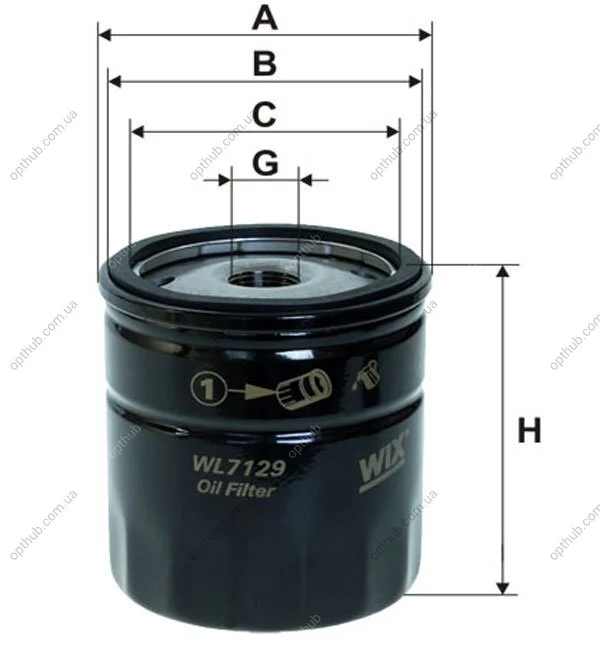 Фільтр мастильний двигуна DAEWOO LANOS, CHEVROLET LACETTI, AVEO /OP570 (вир-во WIX-FILTERS) WIX FILTERS WL7129 (фото 1)