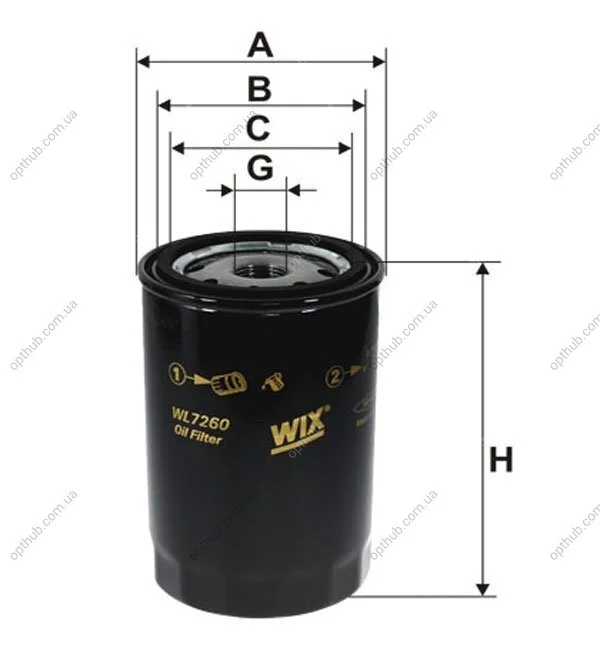 Фільтр масляний двигуна (вир-во WIX-FILTERS) WIX FILTERS WL7260 (фото 1)