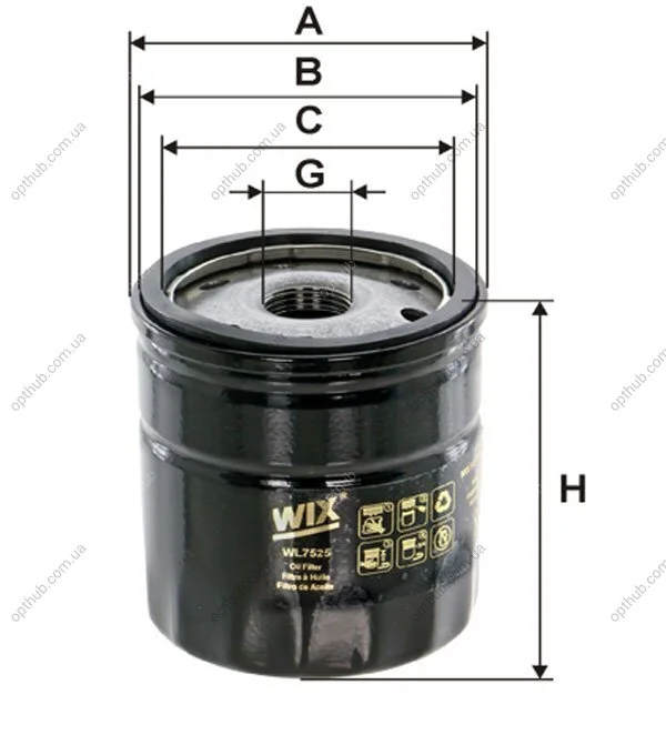 Фільтр масляний двигуна VW Caravelle (T5), Transporter (T5) (вир-во WIX-FILTERS) WIX FILTERS WL7525 (фото 1)