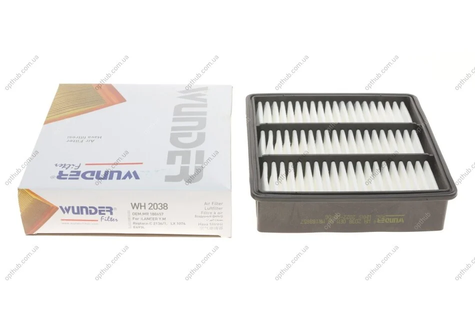 Фільтр повітряний Mitsubishi Colt V/Galant VI/Lancer/Outlander 1.3-2.4TDI 95- UA63 WUNDER FILTER WH 2038 (фото 1)