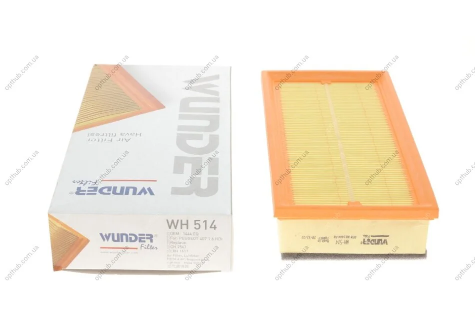 Фільтр повітряний Fiat Scudo/Citroen Jumpy/Peugeot Expert 1.6JTD/HDi 07- UA63 WUNDER FILTER WH 514 (фото 1)