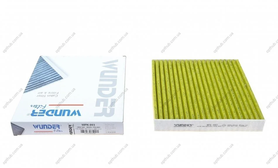 Фільтр салону Honda HR-V 15-/ Jazz 08- (вугільний) UA63 WUNDER FILTER WPK 993 (фото 1)