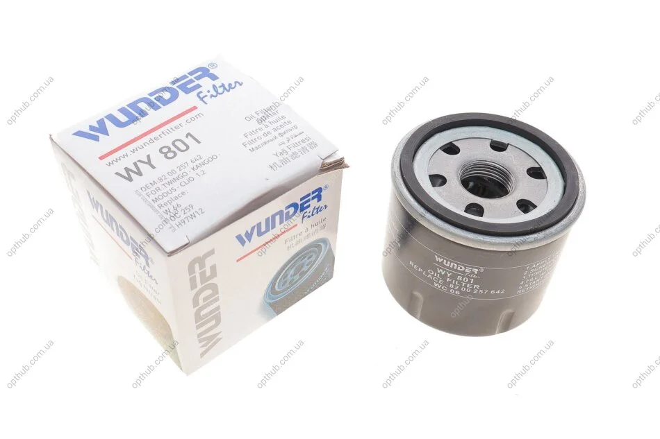 Фільтр масляний Renault Kangoo 1.2 97-09 (бензин) UA63 WUNDER FILTER WY 801 (фото 1)