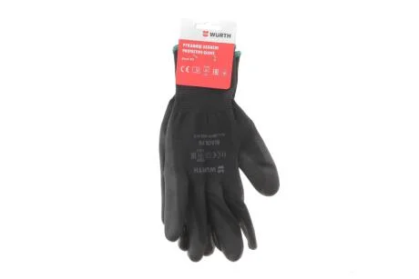 Перчатки защитные Black PU, полиэстер, покрытие полиуретан, пара, р.11, RED LINE {арт. } WURTH 0899402411