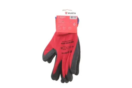 Перчатки защитные RED LATEX GRIP, полиэстер, покрытие латекс, пара, р.8, RED LINE {арт. } WURTH 0899408208