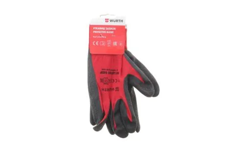Перчатки защитные RED LATEX GRIP, полиэстер, покрытие латекс, пара, р.9, RED LINE {арт. } WURTH 0899408209
