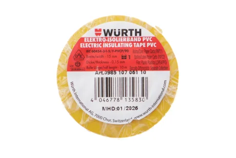 Электроизоляционная лента желтая 15мм/10м {арт. } WURTH 0985107