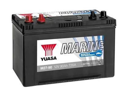 Акумулятор 12В 90Агод./720А Active Marine Start (L+ стандартні клеми + різьба) 304x173x225 B01 - монтажний фланець 10.5мм (дублювання) YUASA M27-90S