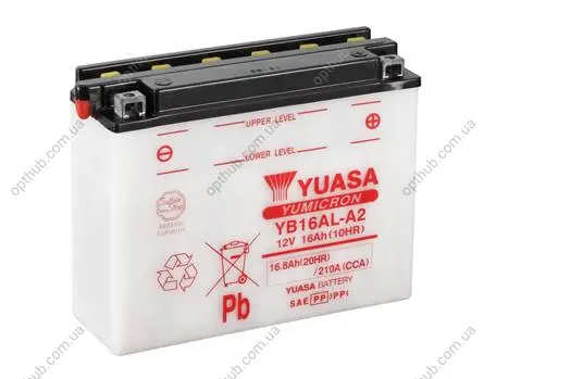 МОТО Yuasa 12V 16,8Ah YuMicron Battery (сухозаряжений) YUASA YB16AL-A2 (фото 1)
