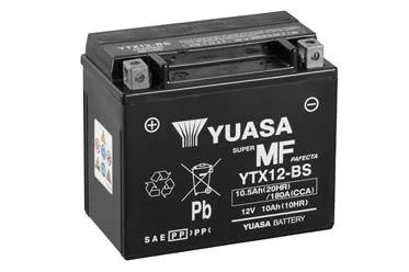 МОТО Yuasa 12V 10,5Ah MF VRLA Battery (сухозаряжений) YUASA YTX12-BS