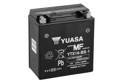 МОТО Yuasa 12V 14,7Ah MF VRLA Battery (сухозаряжений) YUASA YTX16-BS-1