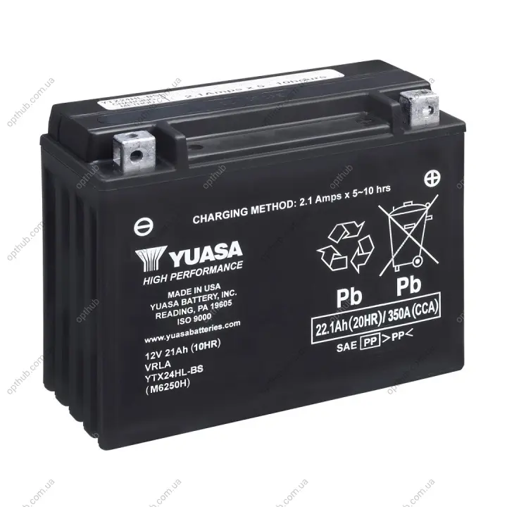 МОТО Yuasa 12V 22,1Ah High Performance MF VRLA Battery (сухозаряжений) YUASA YTX24HL-BS (фото 1)