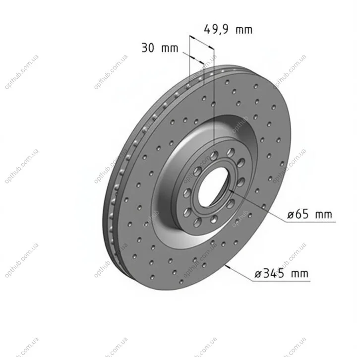Диск гальмівний ПЕРЕДН SPORT Z AUDI A3 05/03-,SEAT LEON 05/05-,SKODA SUPERB 03/08-,VW EOS 03/06- -ua ZIMMERMANN 100.3301.52 (фото 1)
