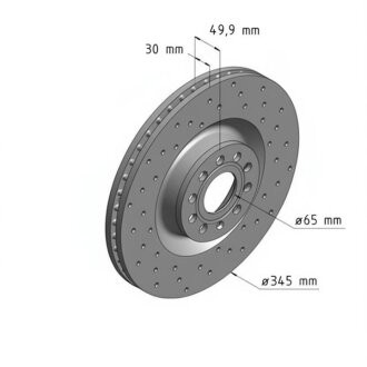 Диск гальмівний ПЕРЕДН SPORT Z AUDI A3 05/03-,SEAT LEON 05/05-,SKODA SUPERB 03/08-,VW EOS 03/06- -ua ZIMMERMANN 100.3301.52