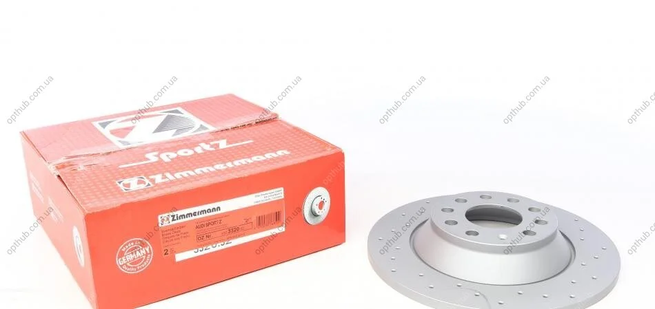 Диск тормозной (задний) Audi A6 04-12 (302x12) (с покрытием) (с отверстием) (полный)) (opt-om) ZIMMERMANN 100.3320.52 (фото 1)