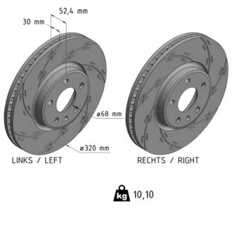 Диск гальмівний ПЕРЕДН С КАНАВКАМИ ЧЕРНЫЙ AUDI A4 IV 1.8 16V-3.0 V6 TDI 07- -ua ZIMMERMANN 100.3355.53