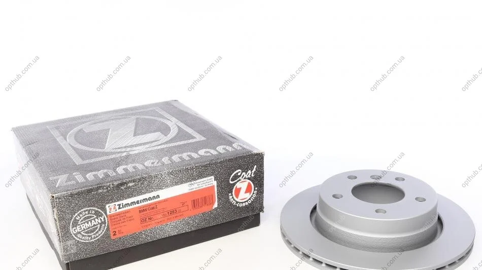 Диск гальмівний ЗАДН BMW 3 TOURING(E36) 01/95-10/99 3 TOURING(E46) 10/99-02/05 3(E36) 09/90-02/98 -ua ZIMMERMANN 150.1283.20 (фото 1)