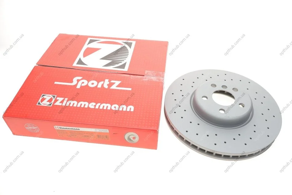 Диск тормозной (передний) BMW 5 (G30/F90)/7 (G11/G12) 15- (348x36) (L) (с покрытием) (вент) UA63 ZIMMERMANN 150.2936.52 (фото 1)