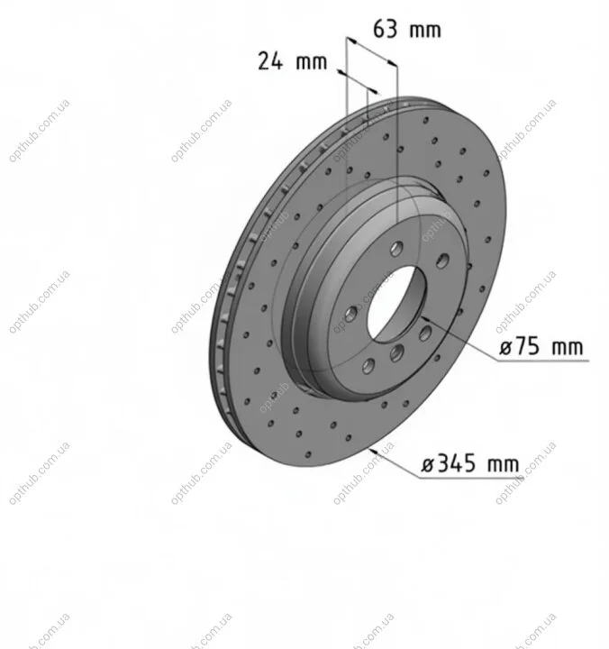 Диск гальмівний ЗАДН SPORT Z BMW 5 (E60) -2010, E61 04-, 6 04- -ua ZIMMERMANN 150.3461.52 (фото 1)