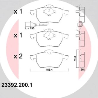Колодки гальмівні дискові ПЕРЕДН AUDI A3/TT 01.2001-,VW BORA/GOLF IV/PASSAT/VENTO 01.1992-,SKODA O -ua ZIMMERMANN 23392.200.1