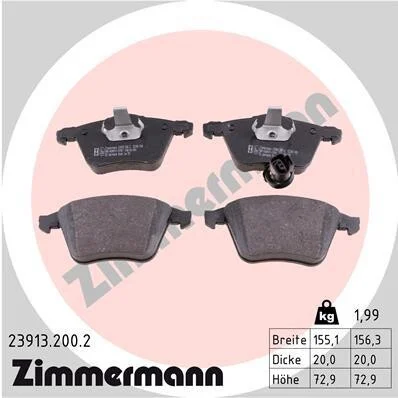 Колодки гальмівні дискові ПЕРЕДН AUDI TT 1.8-3.2 08- -ua ZIMMERMANN 23913.200.2 (фото 1)
