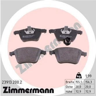 Колодки гальмівні дискові ПЕРЕДН AUDI TT 1.8-3.2 08- -ua ZIMMERMANN 23913.200.2