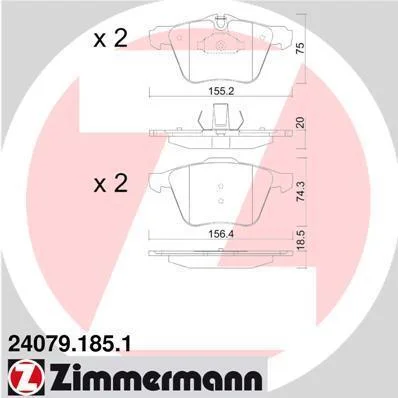 Колодки гальмівні дискові, комплект ZIMMERMANN 240791851 (фото 1)