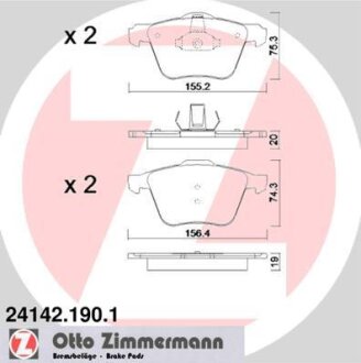 Колодки гальмівні дискові комплект ZIMMERMANN 241421901
