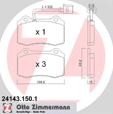 Колодки гальмівні дискові, к-кт ZIMMERMANN 241431501 (фото 1)