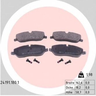 Колодки гальмівні дискові ПЕРЕДН LANDROVER DISCOVERY III-IV 2.7TD 4.4 04-,RANGE ROVER III 3.0TD 4. -ua ZIMMERMANN 24191.180.1